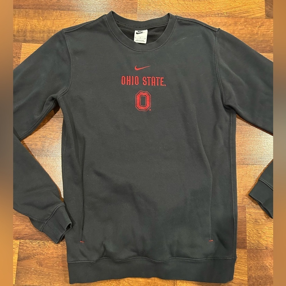 Nike Ohio State Buckeyes Men’s Small S Crew Neck Sweatshirt Black Front Pocket